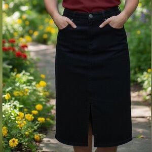 Benetton Black Slit Skirt Size XL